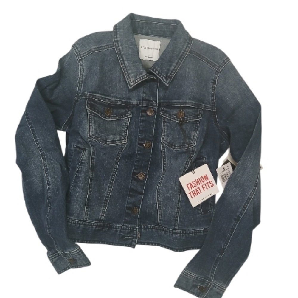 Celebrity Pink Washed Dark Blue Jean Jacket Size Small NEW